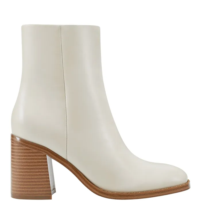 Lianna Sqaure Toe Block Heel Dress Bootie Ivory Leather Dress Boots Marc Fisher Women