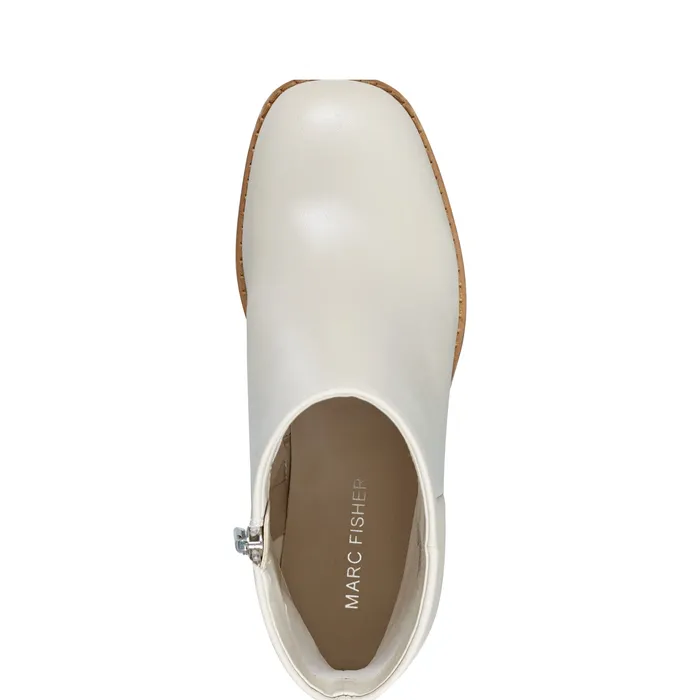 Lianna Sqaure Toe Block Heel Dress Bootie Ivory Leather Dress Boots Marc Fisher Women
