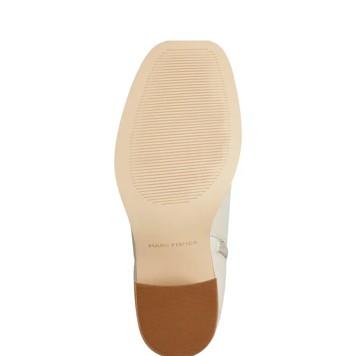 Lianna Sqaure Toe Block Heel Dress Bootie Ivory Leather Dress Boots Marc Fisher Women