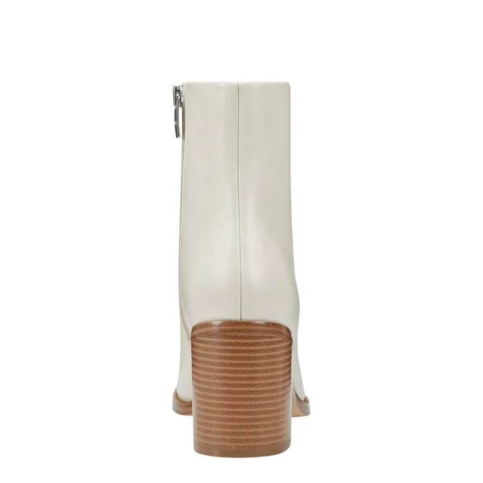 Lianna Sqaure Toe Block Heel Dress Bootie Ivory Leather Dress Boots Marc Fisher Women