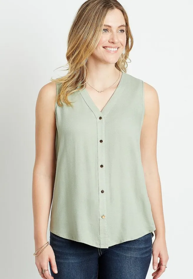 Light Green Button Down Tank Top Women Maurices Tops