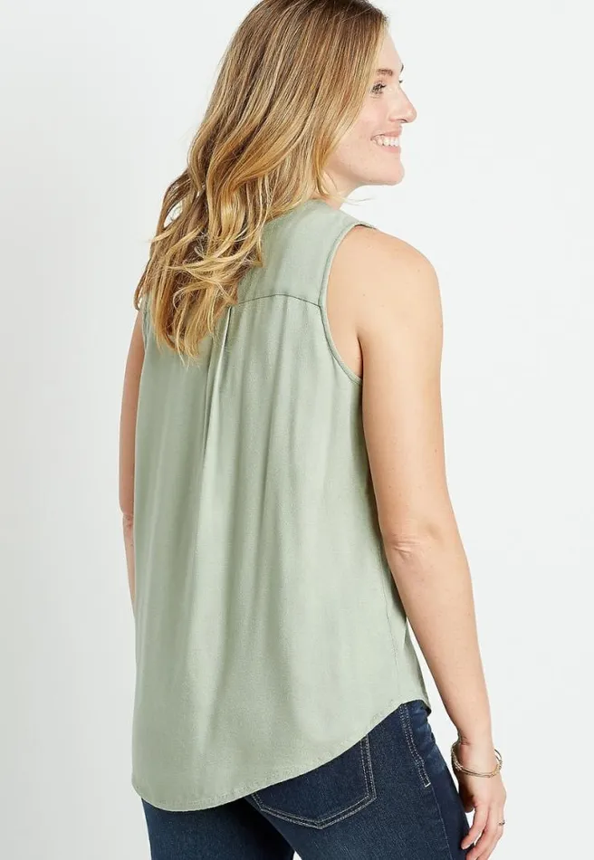 Light Green Button Down Tank Top Women Maurices Tops