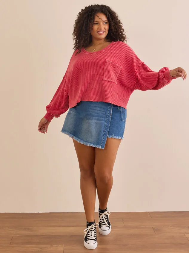 Lilia Cropped Thermal Shockingpink Women Altar039d State Sweaters Cardigans