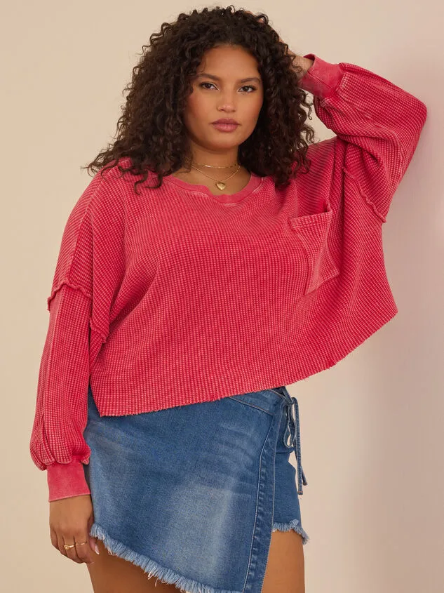 Lilia Cropped Thermal Shockingpink Women Altar039d State Sweaters Cardigans Lilia Cropped Thermal Shockingpink Women Altar039d State Sweaters Cardigans