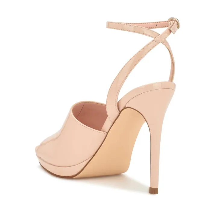 Limbery Anke Strap Sandals Light Natural Patent Women Nine West Sandals Limbery Anke Strap Sandals Light Natural Patent Women Nine West Sandals