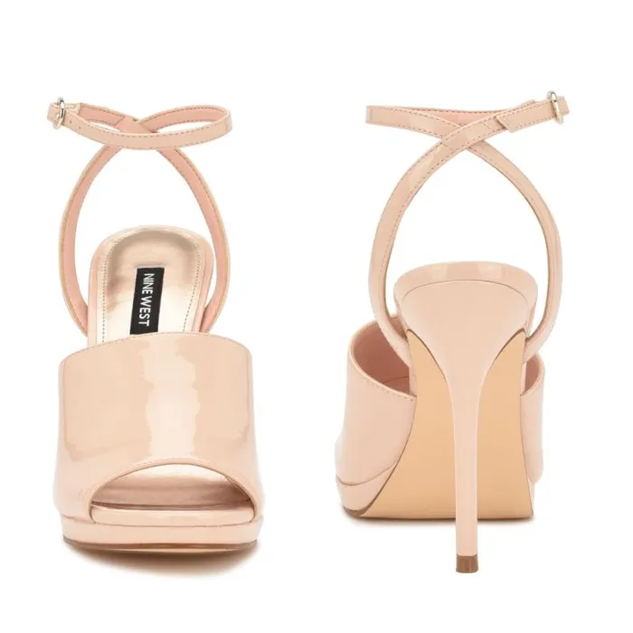 Limbery Anke Strap Sandals Light Natural Patent Women Nine West Sandals Limbery Anke Strap Sandals Light Natural Patent Women Nine West Sandals