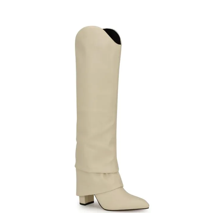 Lindey Foldover Dress Boots Ivory Women Nine West Boots and Booties Lindey Foldover Dress Boots Ivory Women Nine West Boots and Booties