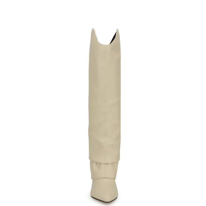 Lindey Foldover Dress Boots Ivory Women Nine West Boots and Booties Lindey Foldover Dress Boots Ivory Women Nine West Boots and Booties