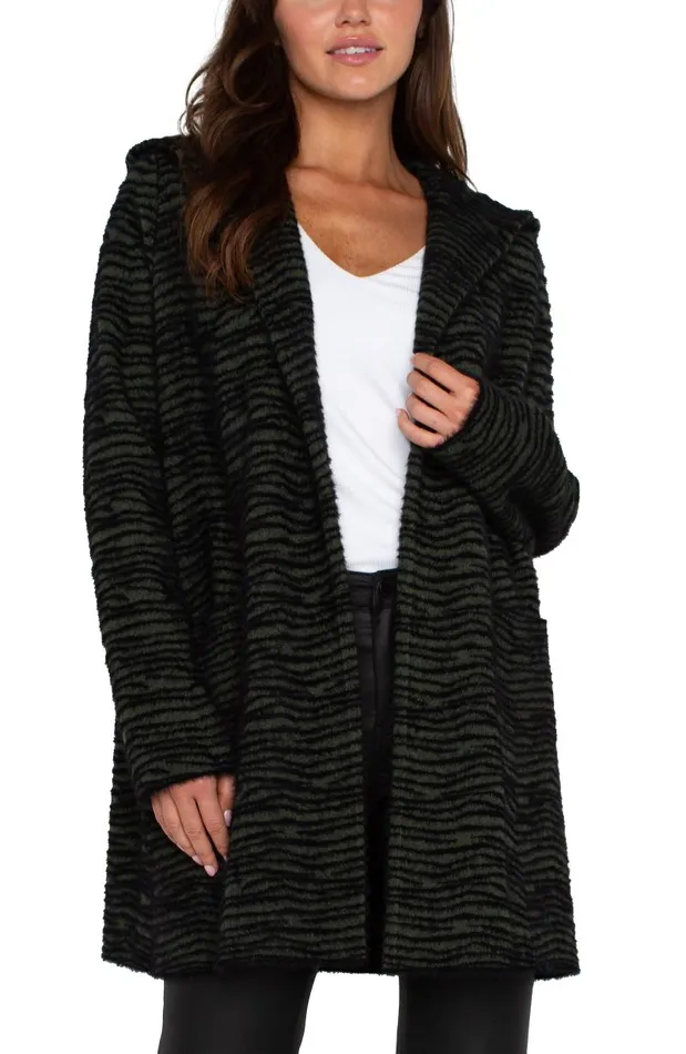 Liverpool Los Angeles Coatigans OPEN FRONT COATIGAN SWEATER Dark Olive Stripe 8211 Womens