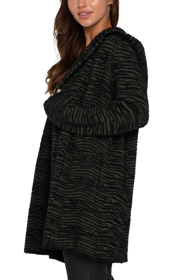 Liverpool Los Angeles Coatigans OPEN FRONT COATIGAN SWEATER Dark Olive Stripe 8211 Womens