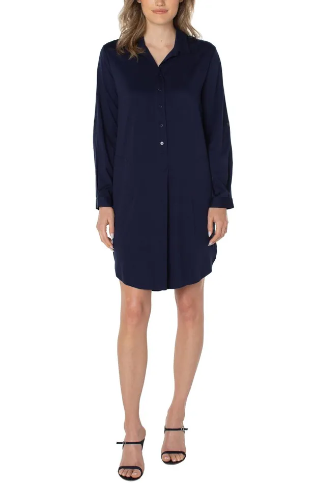 Liverpool Los Angeles Dresses POPOVER SHIRT DRESS Cosmic Navy 8211 Womens