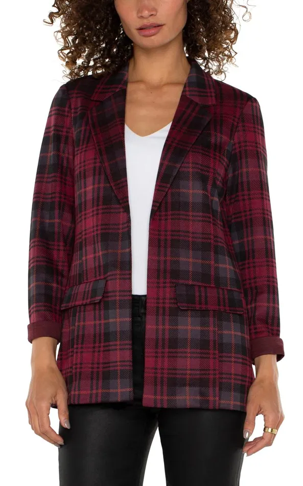 Liverpool Los Angeles Jackets BOYFRIEND BLAZER Blackberry Tartan Plaid 8211 Womens