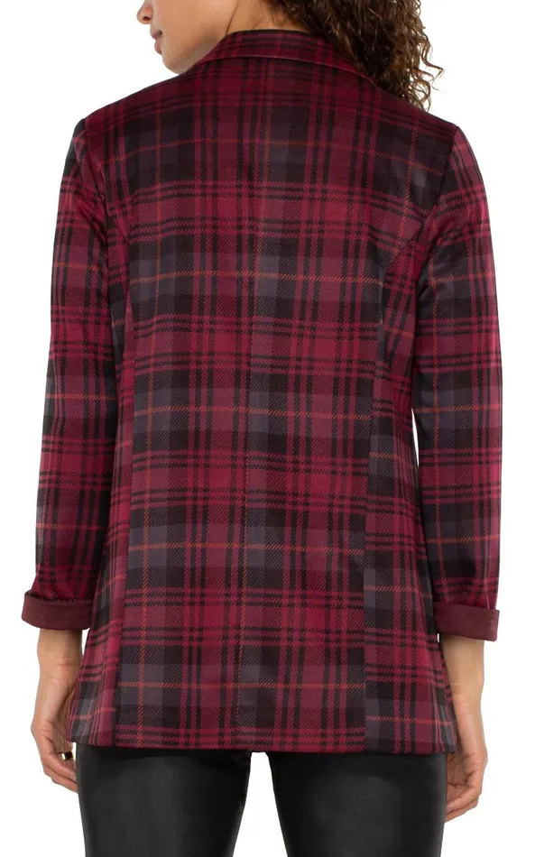 Liverpool Los Angeles Jackets BOYFRIEND BLAZER Blackberry Tartan Plaid 8211 Womens