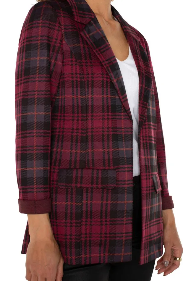 Liverpool Los Angeles Jackets BOYFRIEND BLAZER Blackberry Tartan Plaid 8211 Womens
