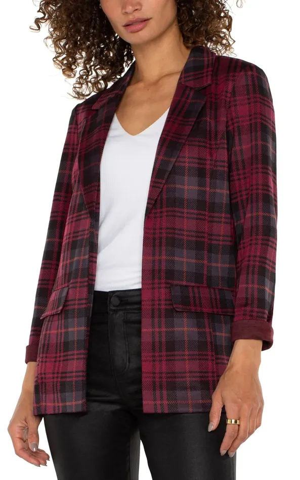 Liverpool Los Angeles Jackets BOYFRIEND BLAZER Blackberry Tartan Plaid 8211 Womens
