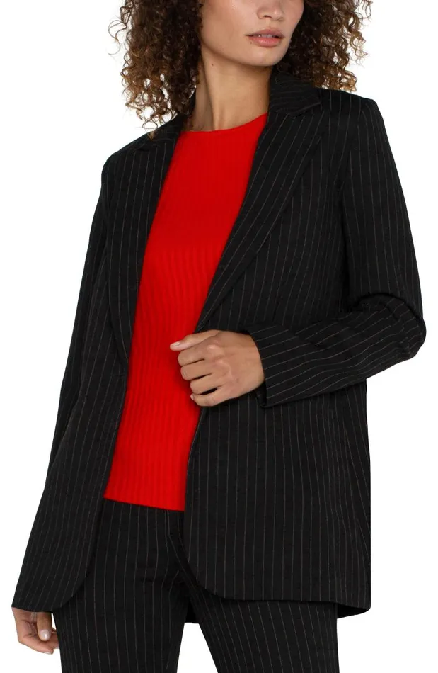 Liverpool Los Angeles Jackets BUTTON FRONT BOYFRIEND BLAZER Black White Pinstripe 8211 Womens