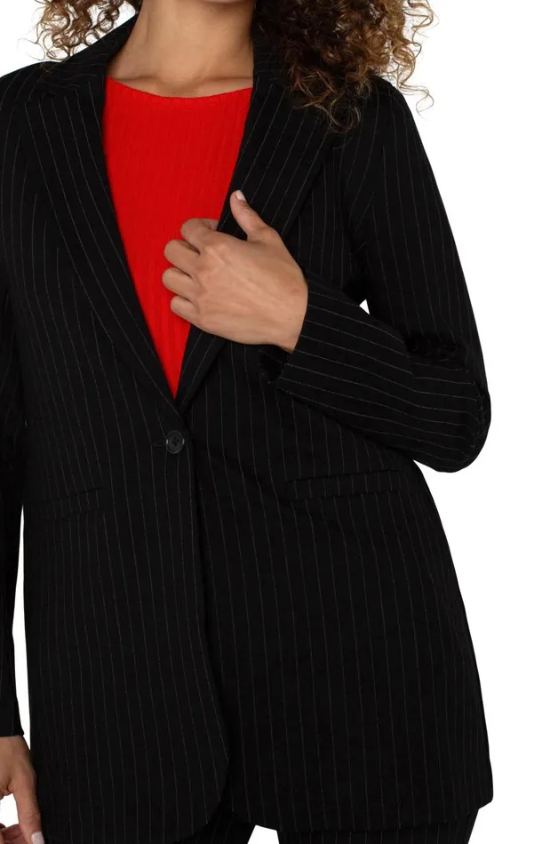 Liverpool Los Angeles Jackets BUTTON FRONT BOYFRIEND BLAZER Black White Pinstripe 8211 Womens