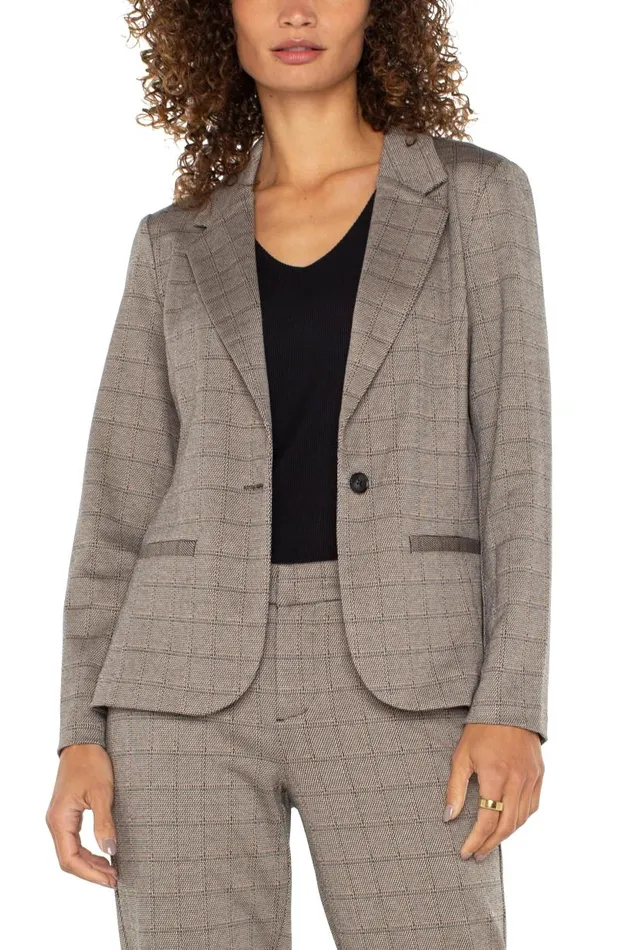 Liverpool Los Angeles Jackets FITTED BLAZER Peppercorn Plaid 8211 Womens