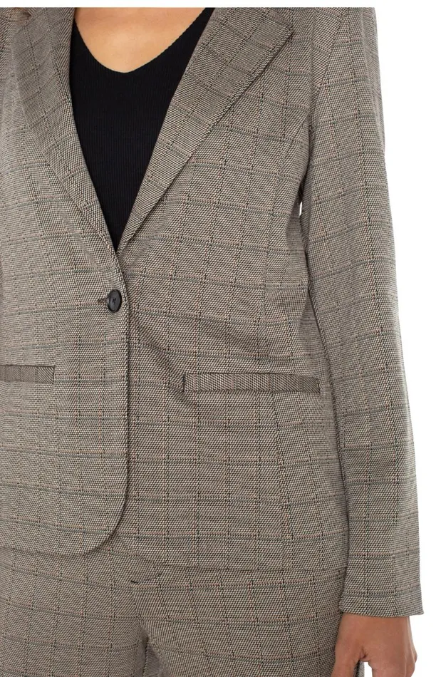 Liverpool Los Angeles Jackets FITTED BLAZER Peppercorn Plaid 8211 Womens
