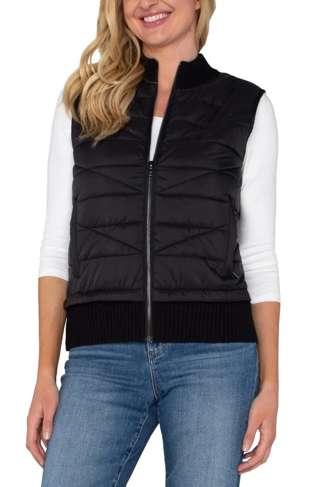 Liverpool Los Angeles Jackets SLEEVELESS QUILTED FULL ZIP SWEATER VEST Black 8211 Womens