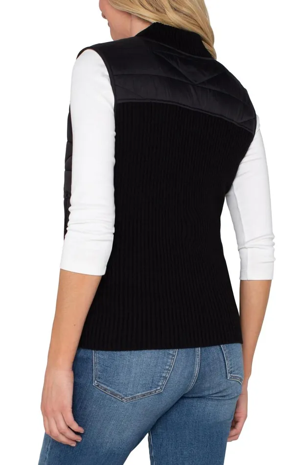 Liverpool Los Angeles Jackets SLEEVELESS QUILTED FULL ZIP SWEATER VEST Black 8211 Womens