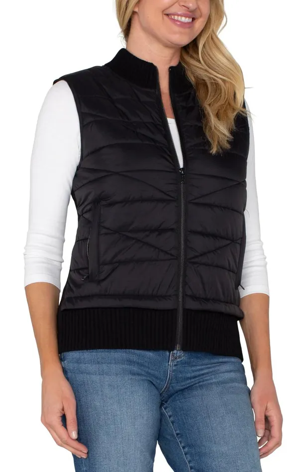 Liverpool Los Angeles Jackets SLEEVELESS QUILTED FULL ZIP SWEATER VEST Black 8211 Womens