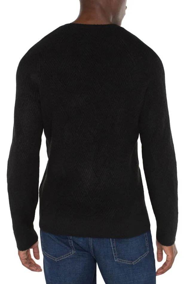 Liverpool Los Angeles Sweaters CREW NECK RAGLAN SWEATER Black 8211 Mens