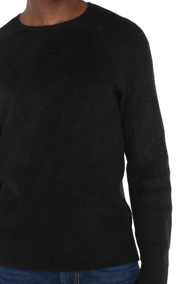 Liverpool Los Angeles Sweaters CREW NECK RAGLAN SWEATER Black 8211 Mens