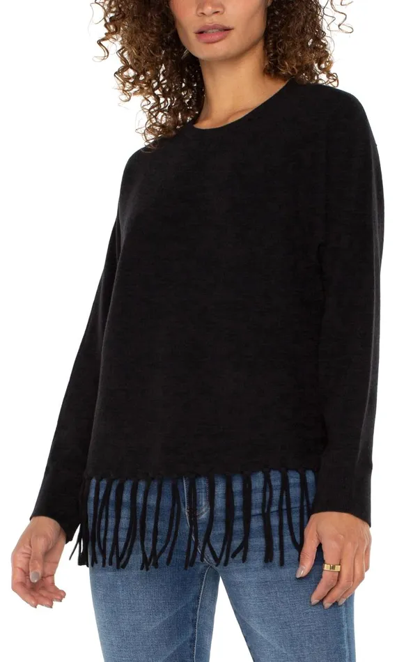 Liverpool Los Angeles Sweaters LONG SLEEVE SEAMLESS SWEATER Black 8211 Womens
