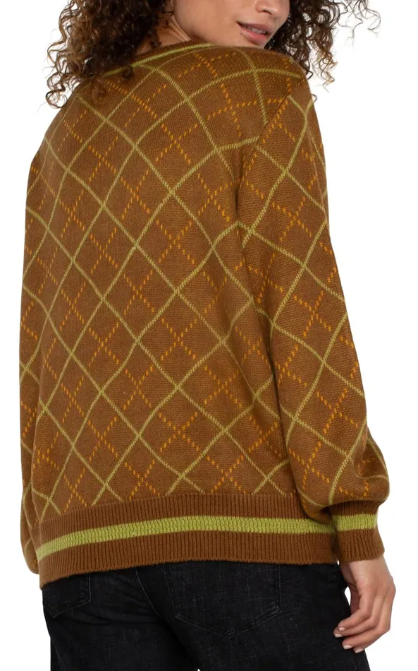 Liverpool Los Angeles Sweaters LONG SLEEVE V NECK SWEATER Caramel Multi 8211 Womens