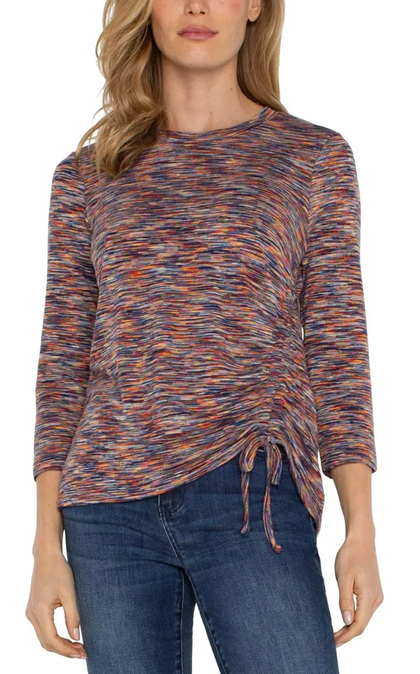 Liverpool Los Angeles Tees 34 SLEEVE KNIT TOP WITH ASYMMETRIC TIE DETAIL Carnelian Multi 8211 Womens
