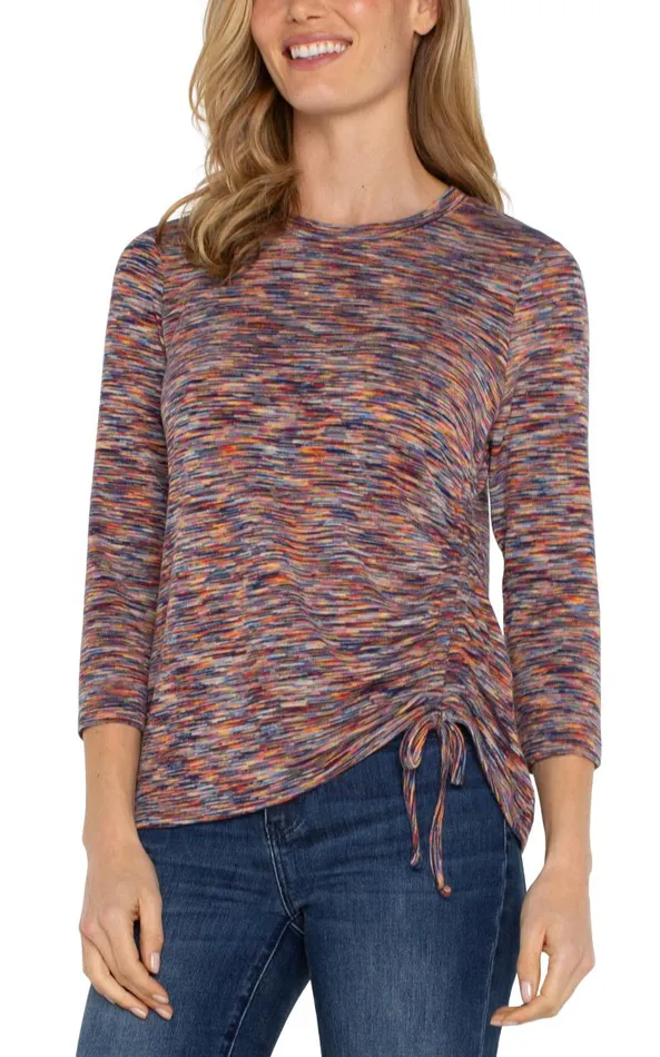 Liverpool Los Angeles Tees 34 SLEEVE KNIT TOP WITH ASYMMETRIC TIE DETAIL Carnelian Multi 8211 Womens