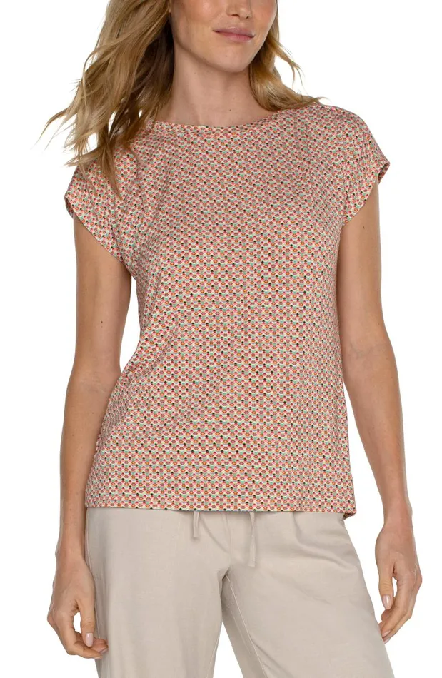 Liverpool Los Angeles Tees DOLMAN KNIT TOP WITH SHOULDER PLEATS Multi Geo 8211 Womens