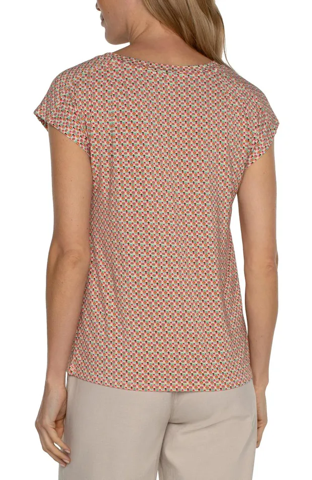 Liverpool Los Angeles Tees DOLMAN KNIT TOP WITH SHOULDER PLEATS Multi Geo 8211 Womens
