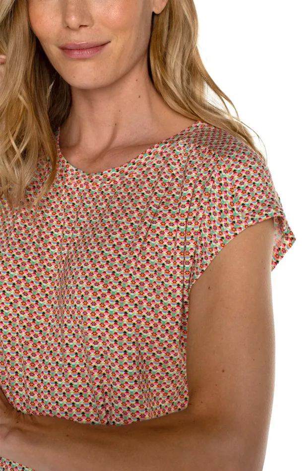 Liverpool Los Angeles Tees DOLMAN KNIT TOP WITH SHOULDER PLEATS Multi Geo 8211 Womens