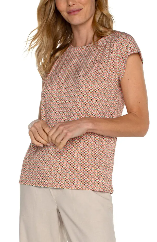 Liverpool Los Angeles Tees DOLMAN KNIT TOP WITH SHOULDER PLEATS Multi Geo 8211 Womens