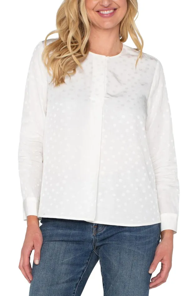 Liverpool Los Angeles Tops LONG SLEEVE POPOVER WOVEN BLOUSE Porcelain Dot 8211 Womens