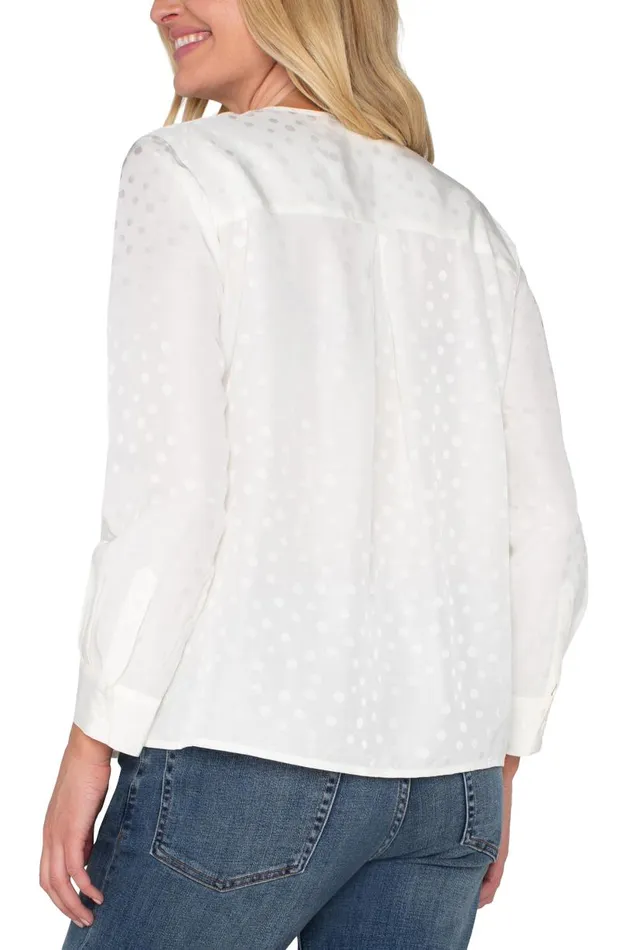 Liverpool Los Angeles Tops LONG SLEEVE POPOVER WOVEN BLOUSE Porcelain Dot 8211 Womens