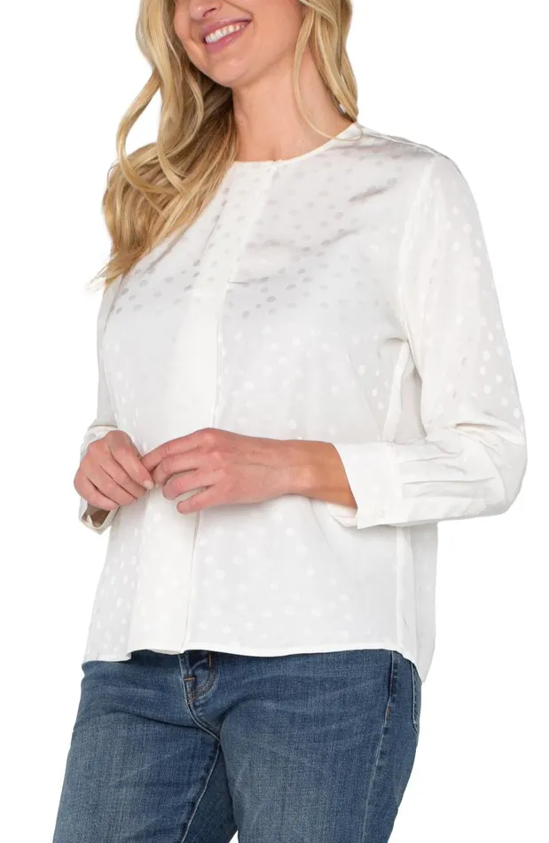 Liverpool Los Angeles Tops LONG SLEEVE POPOVER WOVEN BLOUSE Porcelain Dot 8211 Womens