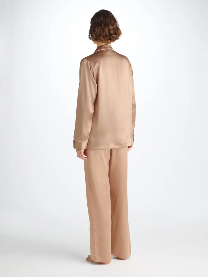 Long Pajamas Women Derek Rose Pajamas Bailey Silk Satin Gold