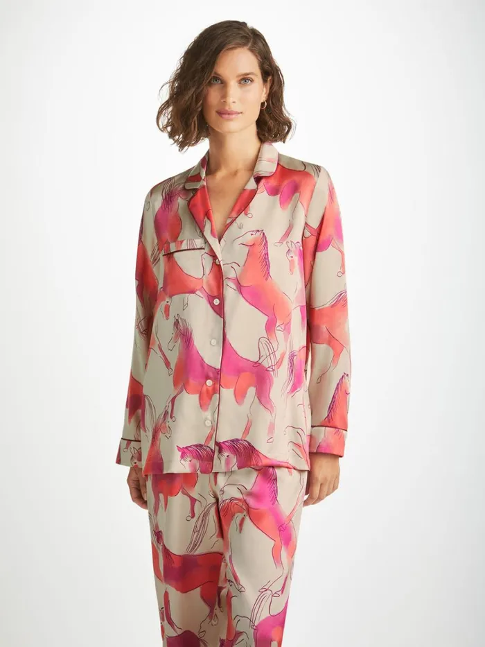 Long Pajamas Women Derek Rose Pajamas Brindisi 96 Silk Satin Cream