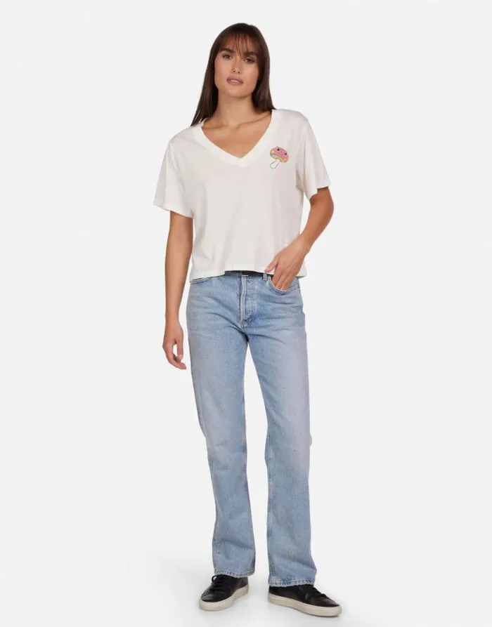 Lottie Magic Mushrooms Milk Women Lauren Moshi Short Sleeve