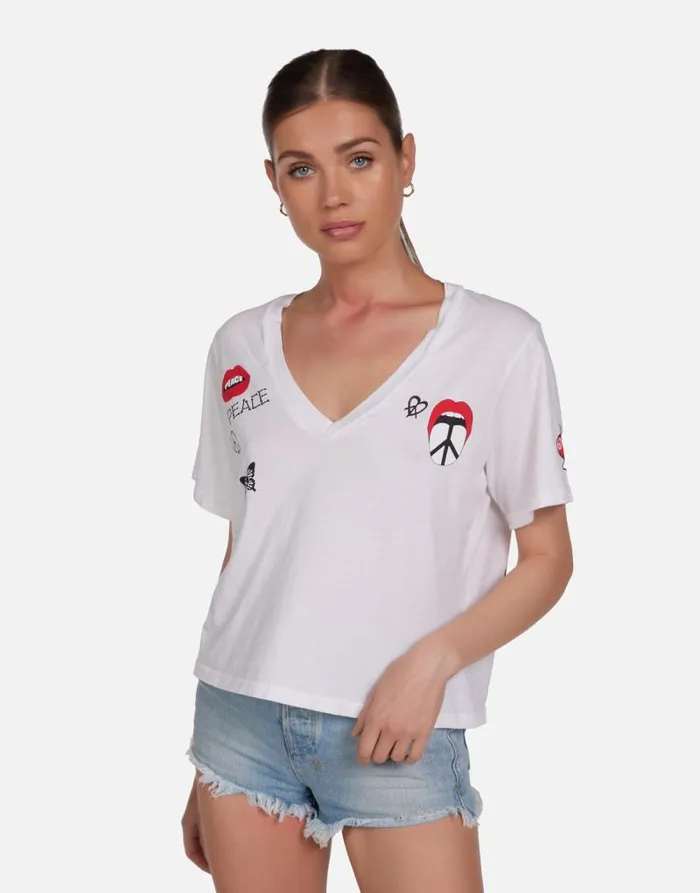 Lottie Peace Elements White Women Lauren Moshi Short Sleeve