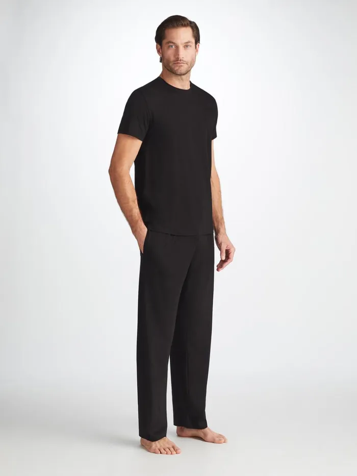 Lounge Pants Men Derek Rose Lounge Pants Basel Micro Modal Stretch Black