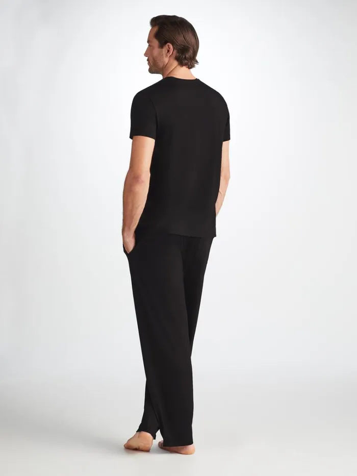 Lounge Pants Men Derek Rose Lounge Pants Basel Micro Modal Stretch Black