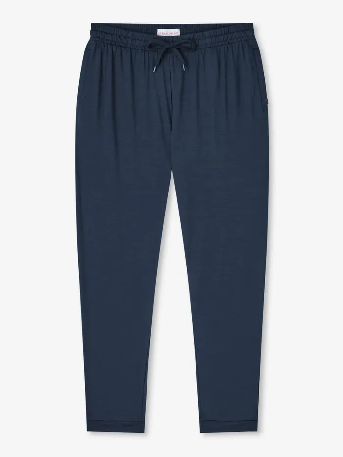 Lounge Pants Men Derek Rose Track Pants Basel Micro Modal Stretch Navy