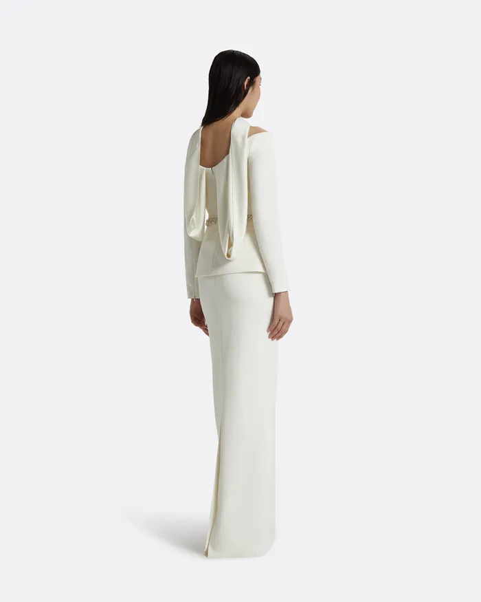 Lucile Ivory Top With Embroidered Belt Ivory Women Bridal Safiyaa
