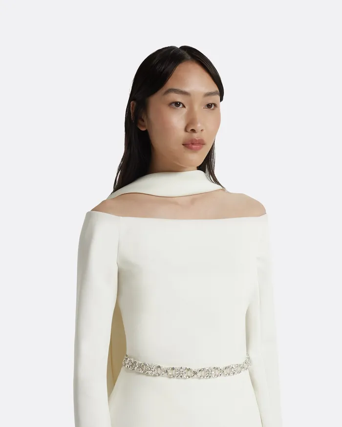 Lucile Ivory Top With Embroidered Belt Ivory Women Bridal Safiyaa