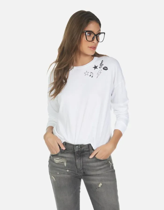 Luella Guitar Bear White Women Lauren Moshi Long Sleeve