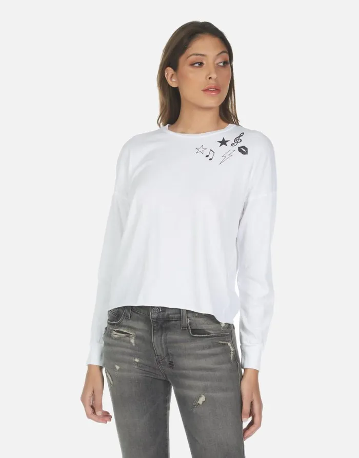 Luella Guitar Bear White Women Lauren Moshi Long Sleeve